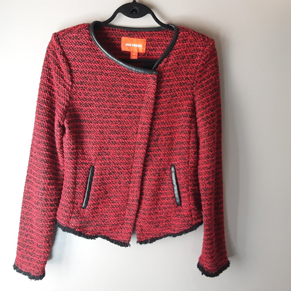 🌞 Joe Fresh Red Black Moto Blazer Jacket | S